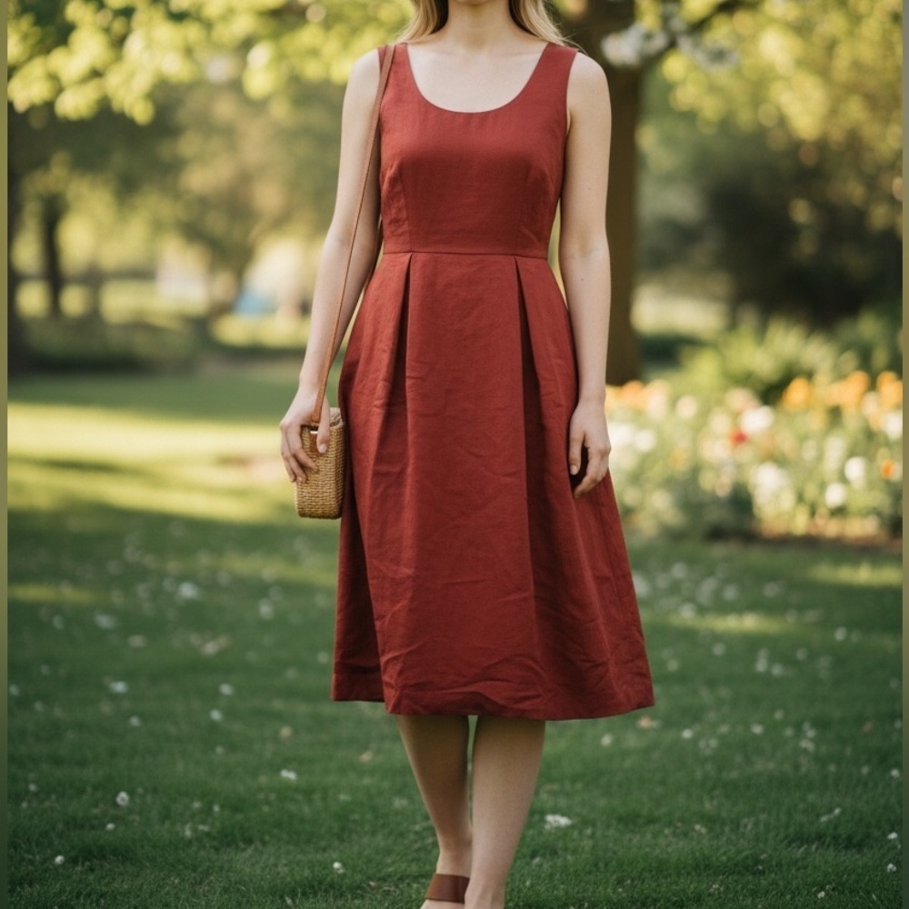 DKNY Red Sleeveless Dress